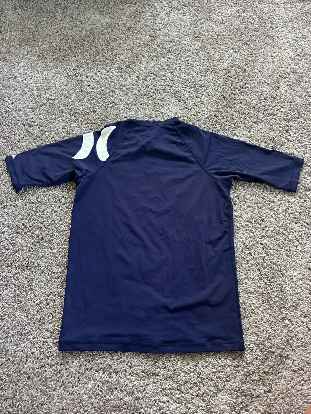 Hurley Youth Boys Medium Short Sleeve Rash Guard Swim Shirt Navy UPF 40
